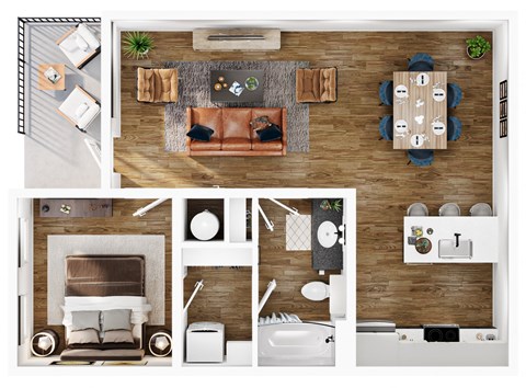 1 Bed 1 Bath Floor Plan | 787 Sq. Ft. at Terraces at High Mountain in Huntsville, AL